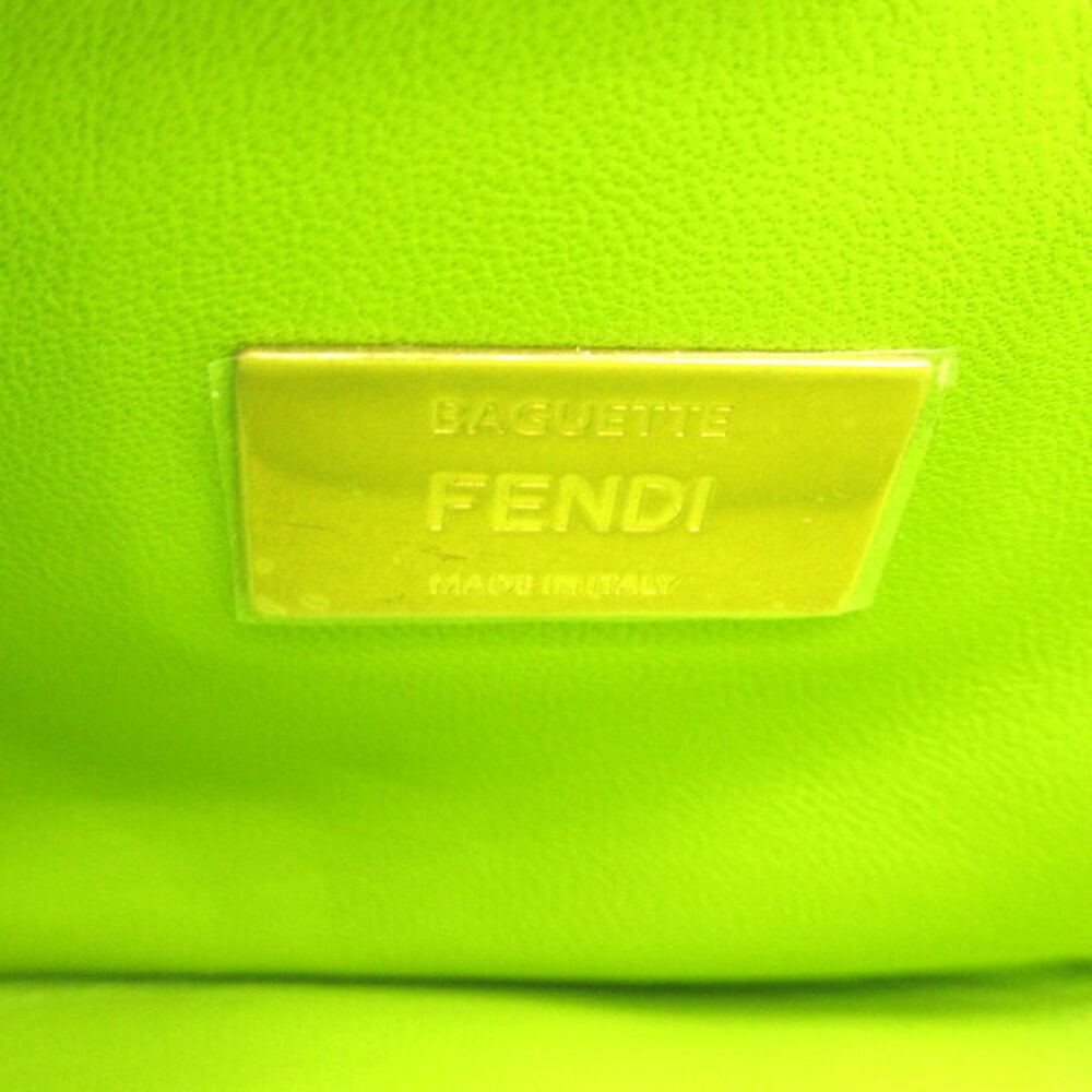 FENDI Baguette Chain Midi Shoulder Bag Leather Green - Picture 7 of 8